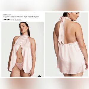 Victoria's secret very sexy sugar coated SHINE rhinestone high neck babydoll set